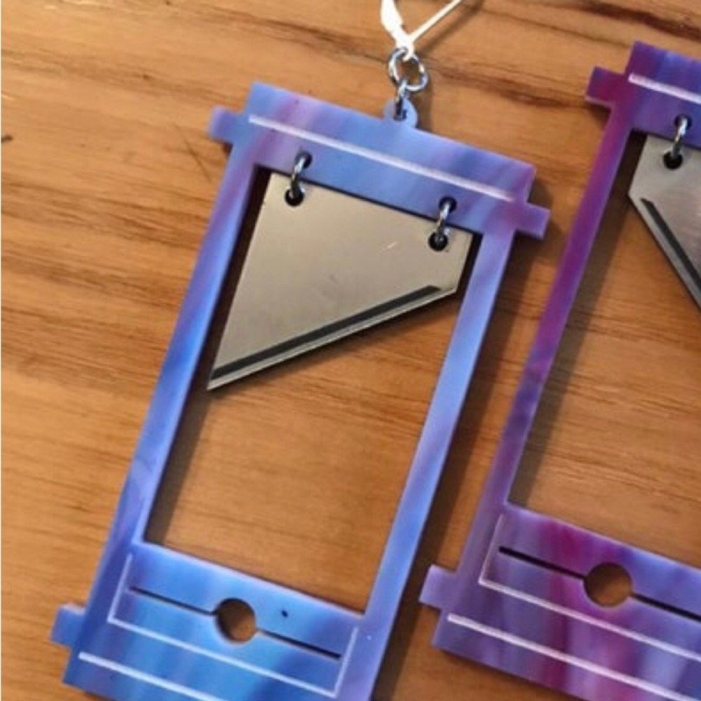 Guillotine Lasercut Earring Punk Goth Metal